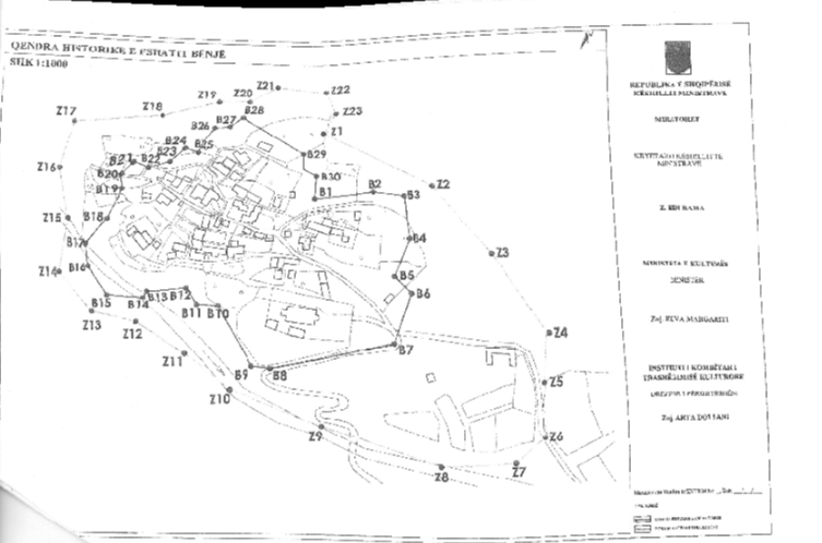 Graphic overview for VKM nr. 832, datë 24.12.2021, Qendra historike e fshatit Bënjë (Imazh).