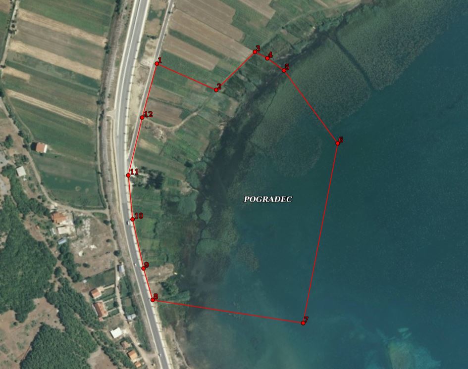 Graphic overview for VKM no. 790, dated 18.12.2024, Underwater Archaeological Zone 'A' of the village of Lin in Pogradec