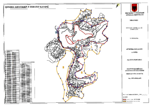 Graphic overview for Council of Ministers No. 729, dated 16.09.2020, Historical center of the village of Kaninë (image).