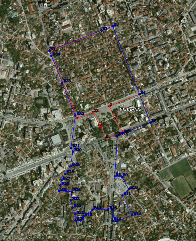 Graphic overview for VKM no. 643, date 16.10.2024, Archaeological Zones 'A' and 'B' of the city of Elbasan