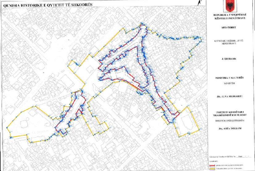 Graphic overview for Council of Ministers No. 771, dated 30.09.2020, Historical center of the city of Shkodra (Image).