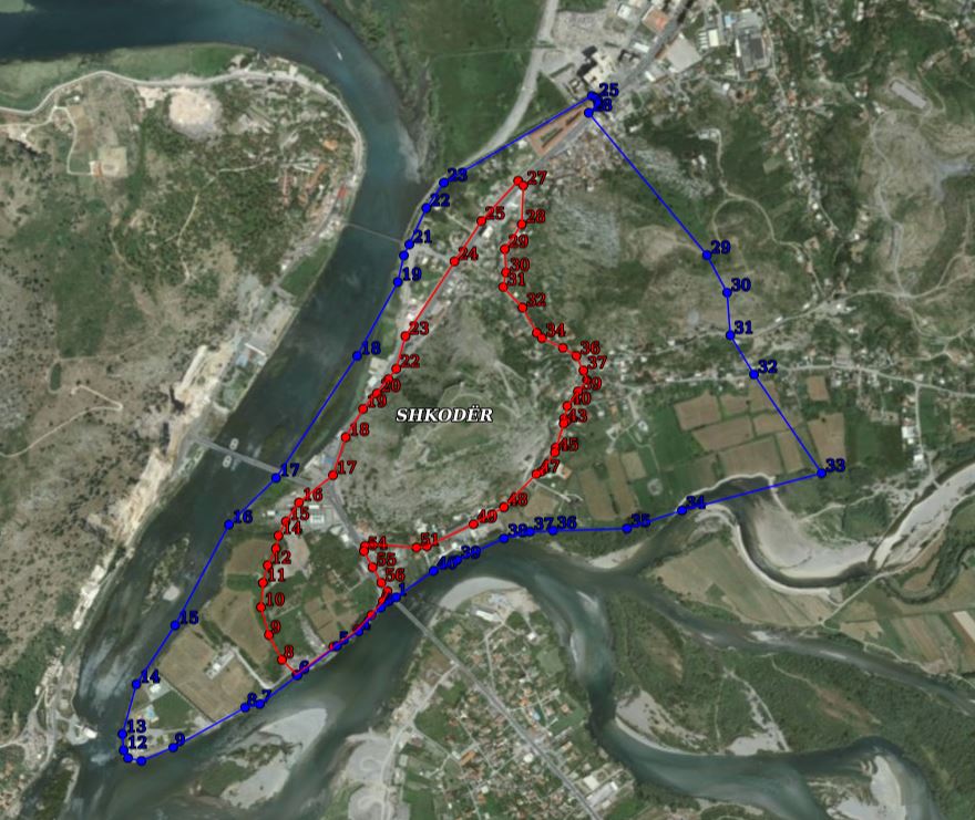Graphic overview for VKM no. 788, dated 18.12.2024, Archaeological Zones 'A' and 'B' of the city of Shkodra