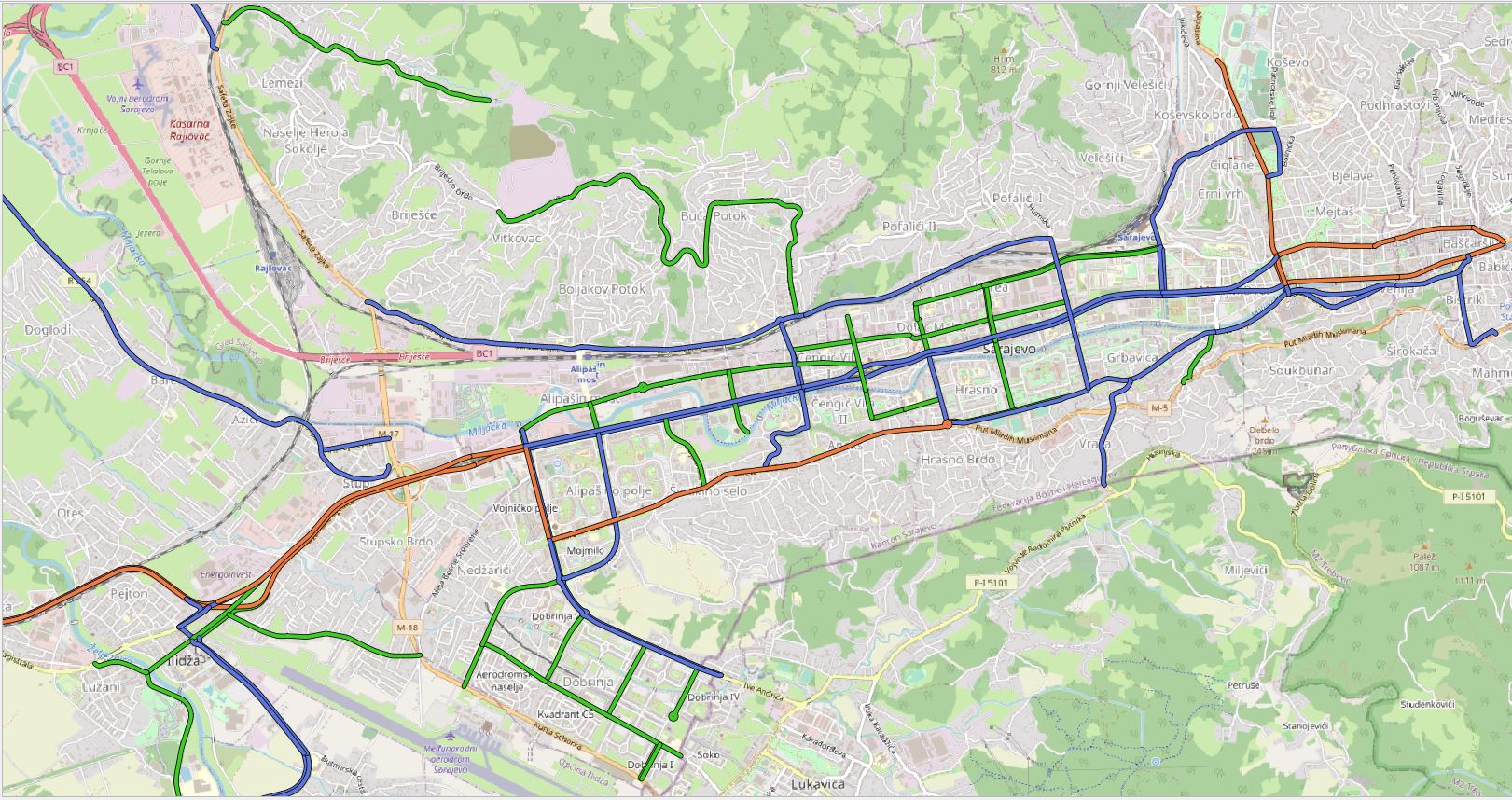 Graphic overview for Regional road network in Sarajevo Canton