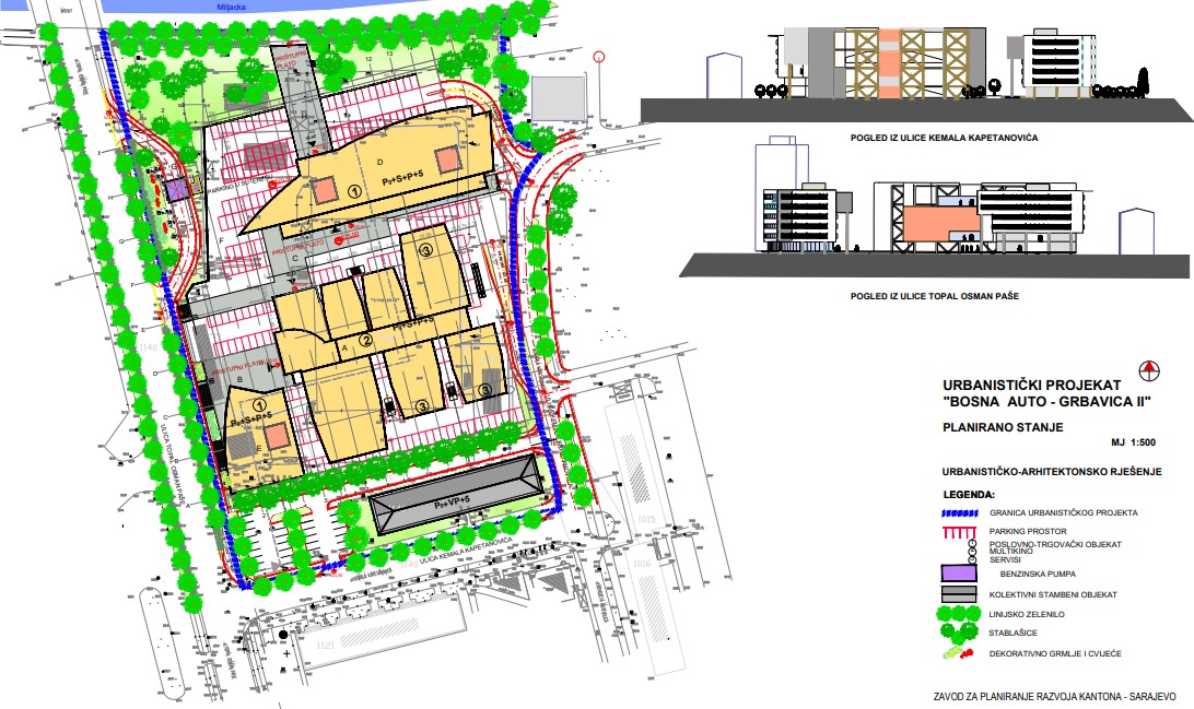 Graphic overview for Urban planning project "Bosna auto - Grbavica II"