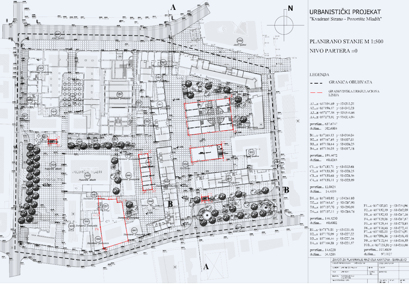 Graphic overview for Urban project "Quadrant Sirano - Youth Theater"