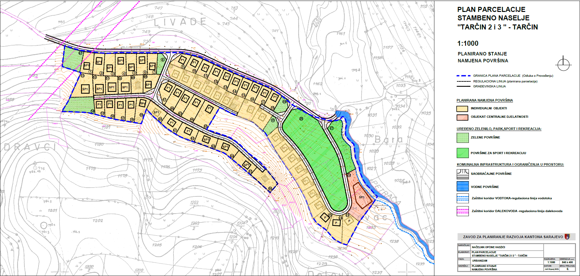 Graphic overview for Subdivision plan Residential complex "Tarčin 2 and 3" - Tarčin