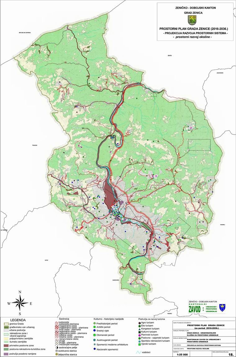 Graphic overview for Spatial plan of the city of Zenica 2016-2036.