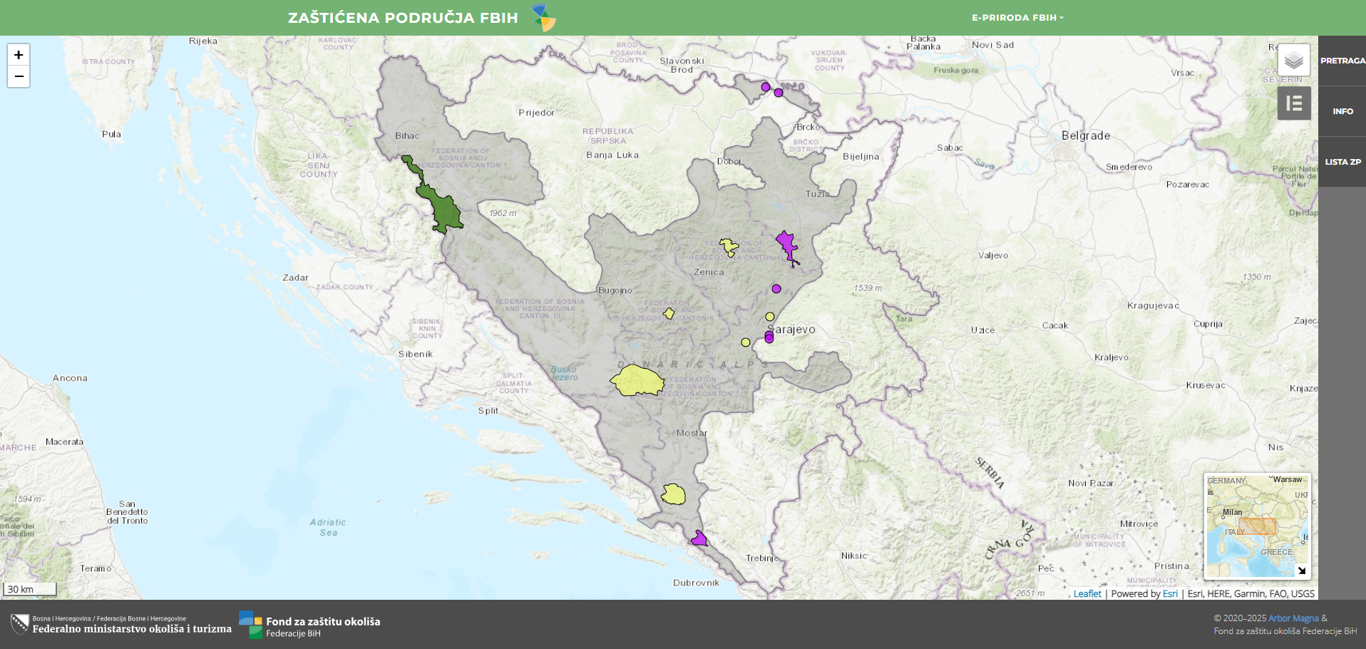 Graphic overview for Protected areas of the Federation of Bosnia and Herzegovina