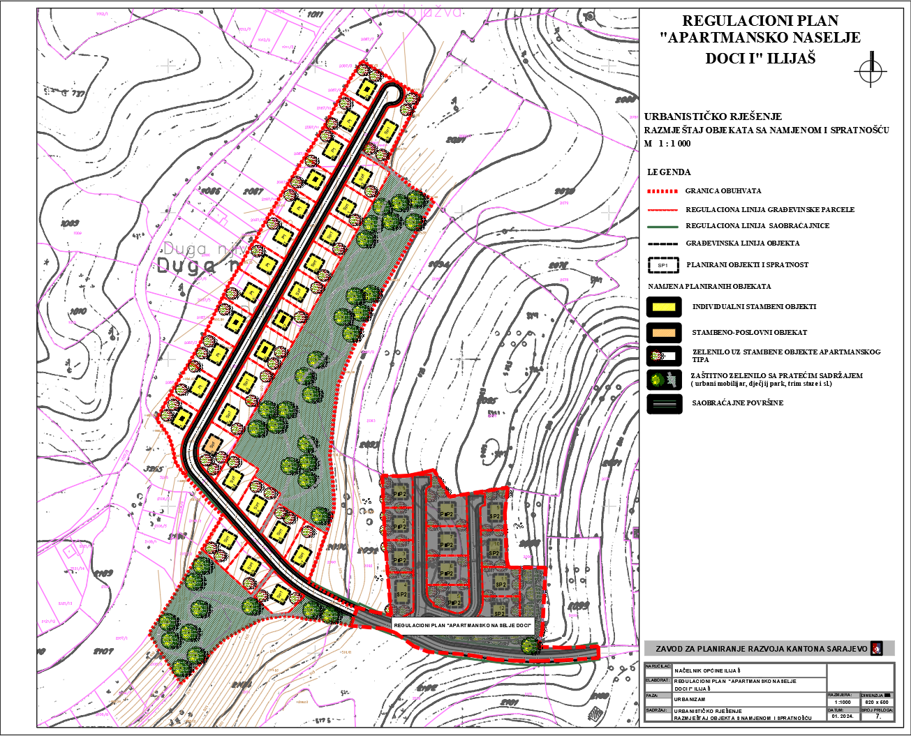 Graphic overview for Regulatory plan "Apartment settlement Doci I" Ilijaš
