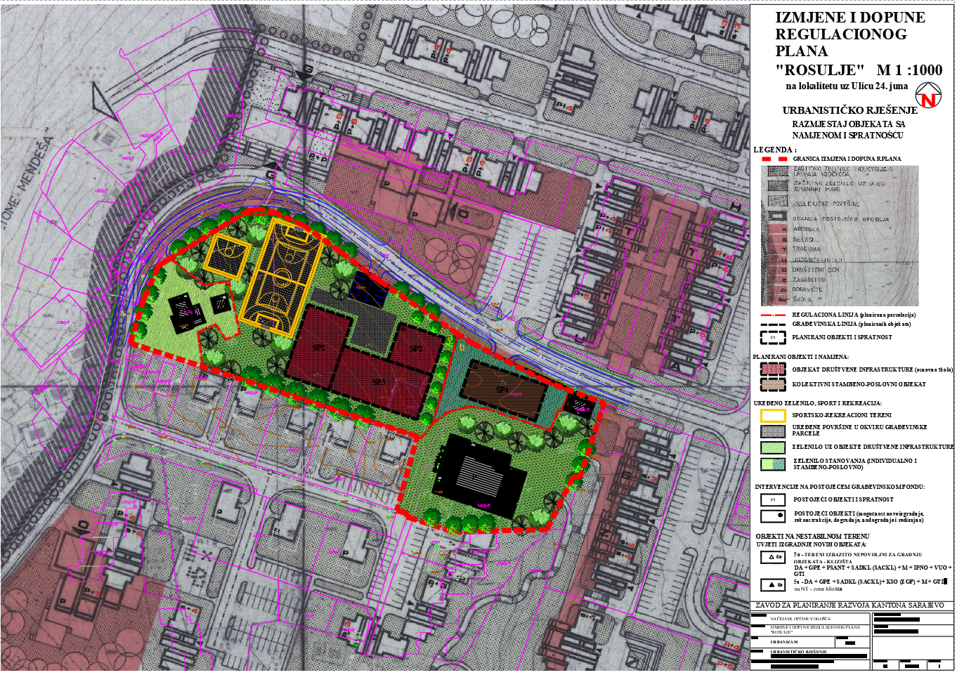 Graphic overview for Regulatory plan "Spatial units Rosulje" Vogošća