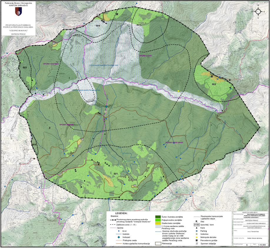 Graphic overview for Spatial plan of the special feature area "Skakavac Waterfall"