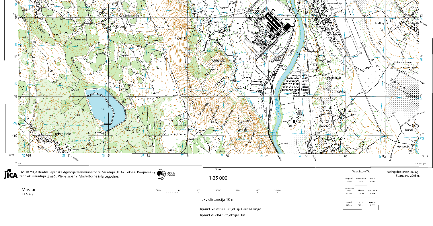 Graphic overview for Topographic map of Bosnia and Herzegovina R 1:25 000 JICA