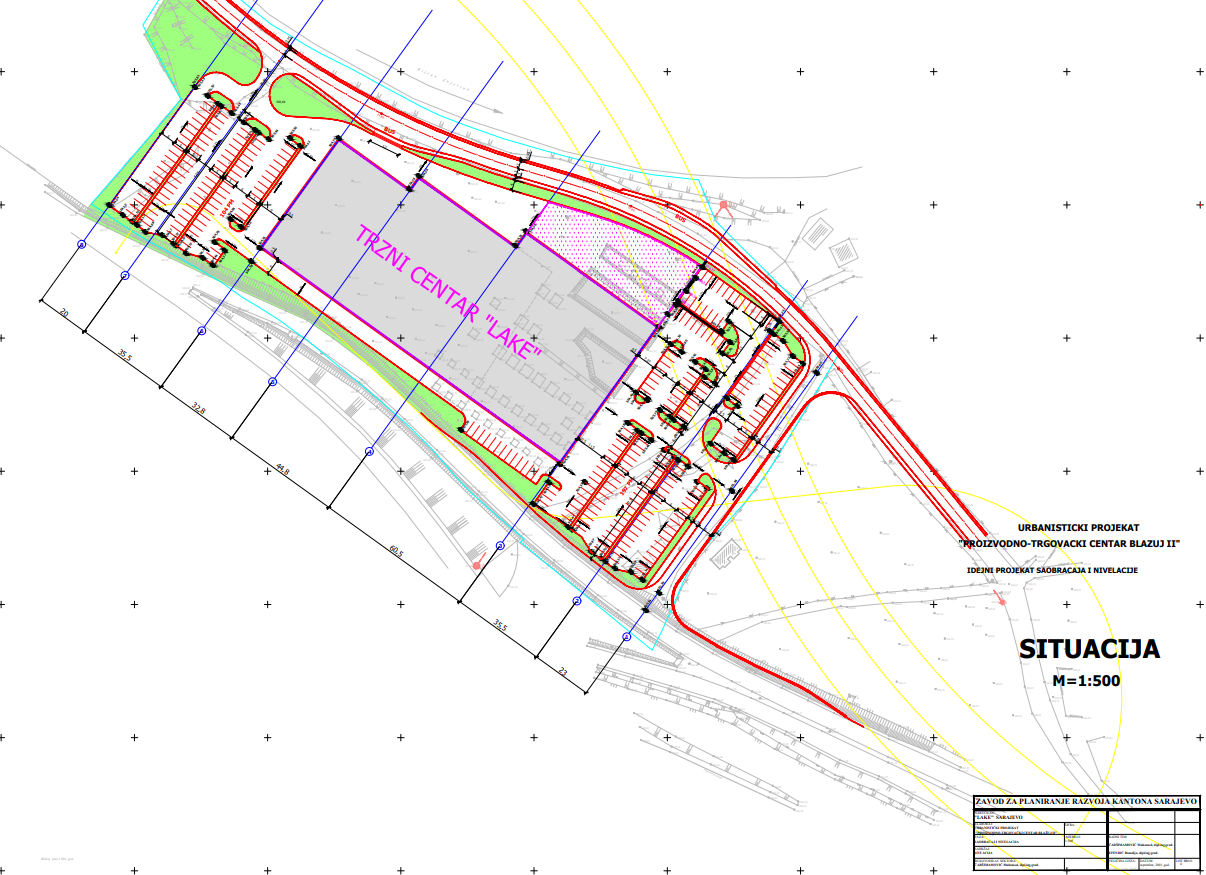 Graphic overview for Urban planning project "Production - shopping center Blažuj II"