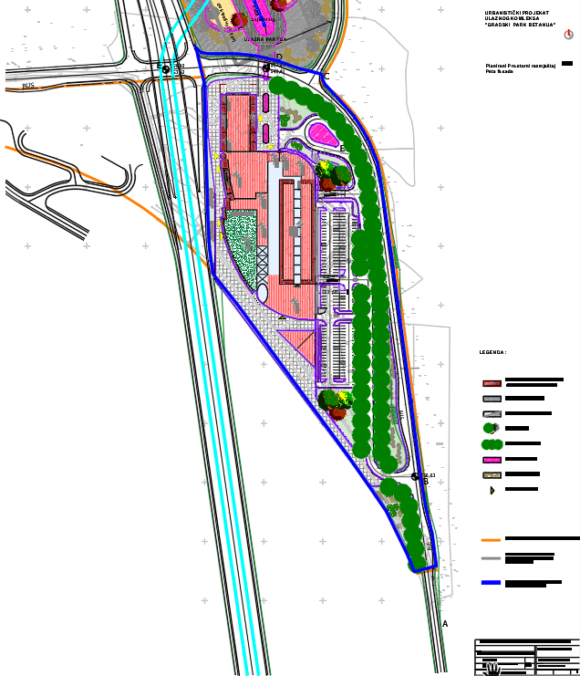 Graphic overview for Urban planning project "Betanija City Park" entrance complex