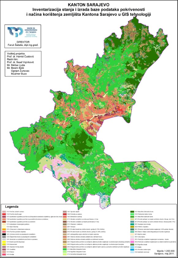 Graphic overview for Study of inventory of the state and creation of a database of land coverage and land use in the Sarajevo Canton (CLC Corine Land Cover)