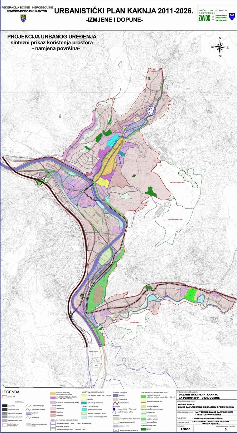 Graphic overview for Urban plan of Kakanj 2011-2026.