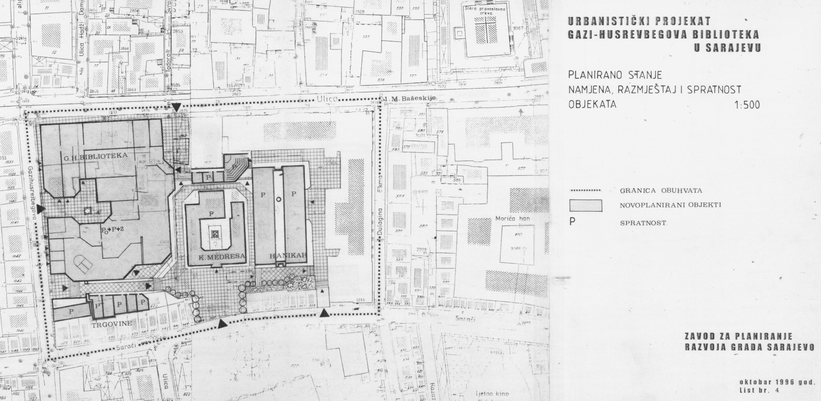 Graphic overview for Urban project "Gazi Husrev-bey Library in Sarajevo"