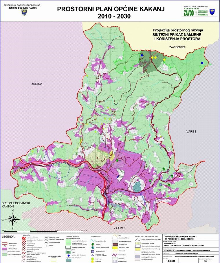 Graphic overview for Spatial plan of Kakanj municipality for the period 2010-2030.