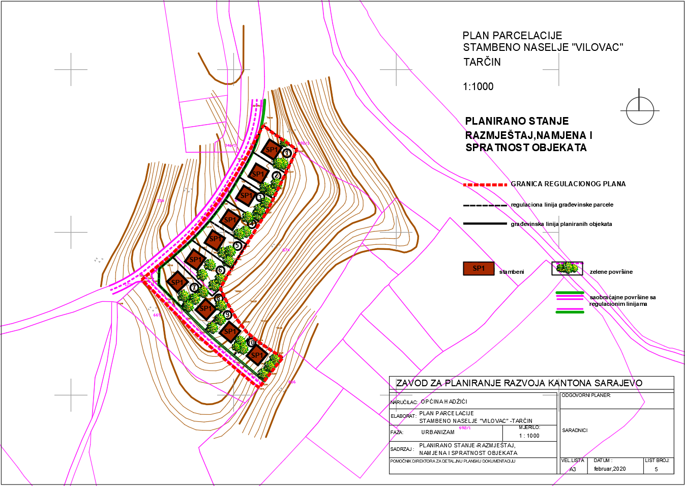 Graphic overview for Plot plan Residential complex "Vilovac" - Tarčin