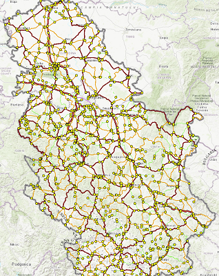 Graphic overview for PE Roads of Serbia - reference system of the state road network
